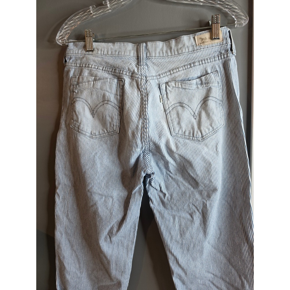 Levis Hickory Stripe Cropped Jeans Blue White Striped Capri Pants Size 6